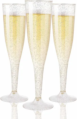 Vista 16 de WDF - Juego de 36 copas de champán de plástico azul transparente, 7 onzas, copas de champán desechables para fiestas, bodas, cumpleaños, primavera