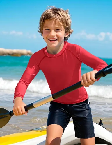 Vista 4 de Auranso Camiseta de natación de manga larga con protección solar UPF 50+ para niños, de secado rápido