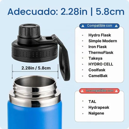 Vista 4 de Spout Lid for Hydro Flask 12 16 18 20 32 40 64oz Wide Mouth Bottle Negro 1 paquete