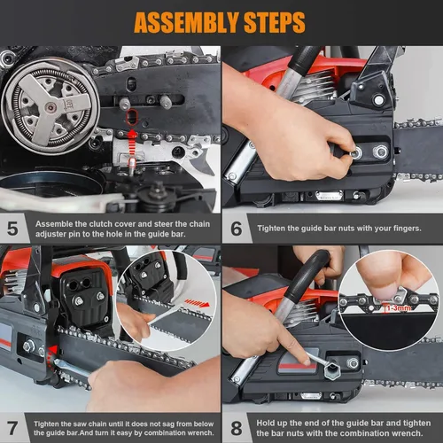 Vista 7 de cdar Motosierra a gas, potente motosierra ergonómica inalámbrica de mano de 20 pulgadas, 58 cc, 13000 r/min, herramienta de corte de madera