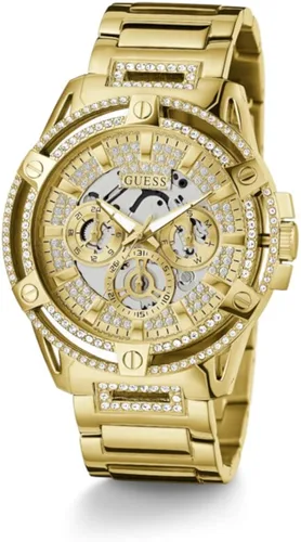 Vista 10 de GUESS US - Reloj de corte con diamantes de imitación plateados para hombre, plateado