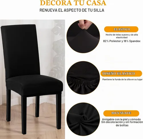 Vista 5 de Sufdari Juego de 2 fundas para sillas de comedor, fundas para sillas de cocina, fundas para sillas Parsons, protectores de sillas de elastano