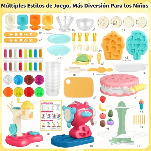 Vista 7 de Kaelinda 77 piezas 4 en 1 juegos de plastilina para niños de 2 a 4 a 8 años, kit de herramientas de accesorios de plastilina, helado, pastel