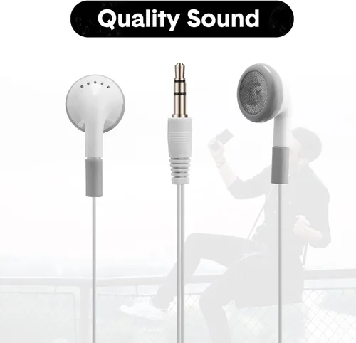 Vista 3 de Xuhal Paquete de 150 auriculares a granel con auriculares con cable con conector de 0.138 in, auriculares con cable a granel para teléfonos