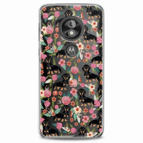 Vista 7 de Funda de TPU compatible con Motorola G9 G8 Plus G7 E20 P40 Z4 Edge 20 G22 Stylus Clear Cute Dogs Design Print Kawaii Floral Wiener Cute Flowers Girl