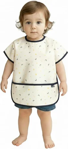 Vista 15 de Plie Short Sleeve Waterproof Bib for Toddlers – Easy Clean Feeding Apron for Mealtime, Daycare, Self-Feeding, Lightweight