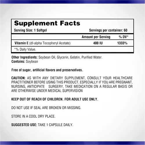 Vista 2 de Natural Systems - Vitamina E 60 cápsulas blandas de 400 UI de Natural Systems - Suplementos de vitamina E para el sistema inmunológico * - Cápsulas