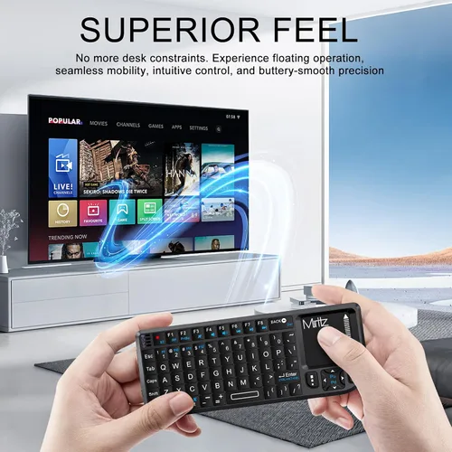 Vista 3 de Mini Teclado Inalámbrico, Mini Teclado Bluetooth con Panel Táctil Sensible, 2.4G/Bluetooth 5.1 Modo Dual Recargable Portátil, para Smart