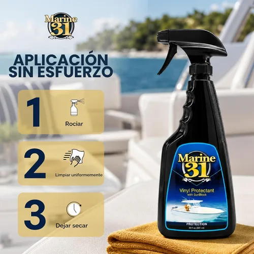 Vista 6 de Marine 31 Protector de vinilo con protector solar Evita la decoloración y agrietamiento Seguro para barcos, interiores de automóviles y muebles