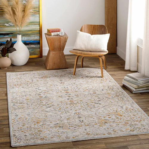 Vista 13 de Hauteloom Kunzite - Alfombra de área para sala de estar, dormitorio, borde de medallón floral geométrico envejecido, tradicional oriental de Marrón