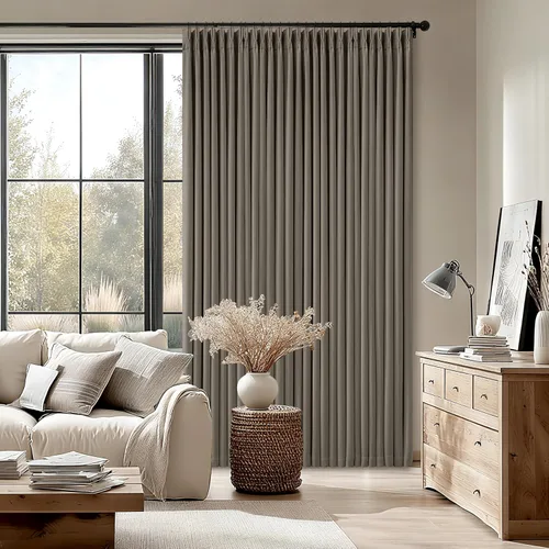 Vista 116 de Juego de 2 paneles de cortinas plisadas negras de 80 pulgadas para sala de estar, cortinas plisadas de lino con forro de 80 pulgadas de largo, 100%
