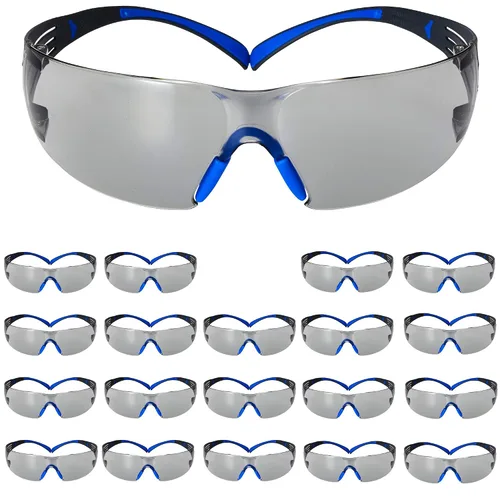 Vista 12 de 3M - Lentes de seguridad SecureFit, paquete de 20, ANSI Z87, antiarañazos y antivaho Scotchgard, lente ámbar, marco amarillo/negro, varillas