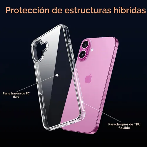 Vista 4 de ivoler Funda transparente 3 en 1 diseñada para iPhone 16 Plus de 6.7 pulgadas 2024 con 2 protectores de pantalla de vidrio templado, funda delgada