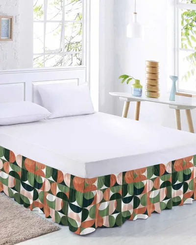 Vista 10 de Falda de cama retro moderna, tamaño Queen de 16 pulgadas de caída, ajustable y elástica, plisada, con volantes de lujo para cama base individual