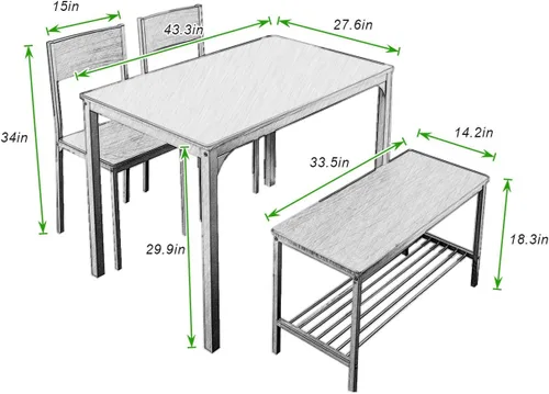 Vista 2 de DlandHome Juego de mesa de comedor para 4 mesas de cocina, mesa de cocina con sillas, juegos de mesa de comedor y sillas, mesa de comedor