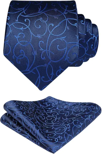 Vista 38 de Corbatas florales tejidas clásicas para hombre, corbata cuadrada de bolsillo, corbatas formales para hombres, boda con pañuelo