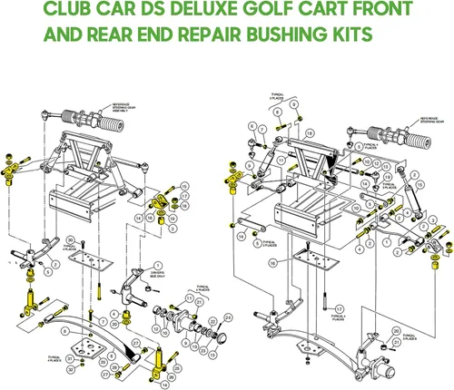 Vista 5 de 10L0L Kits de bujes de reparación de carrito de golf – Kits de bujes de reparación de extremo delantero y trasero para Club Car DS 1993 Arriba – Kit