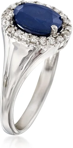 Vista 3 de Ross-Simons 1.50 Carat Sapphire and .30 ct. t.w. White Topaz Ring in Sterling Silver