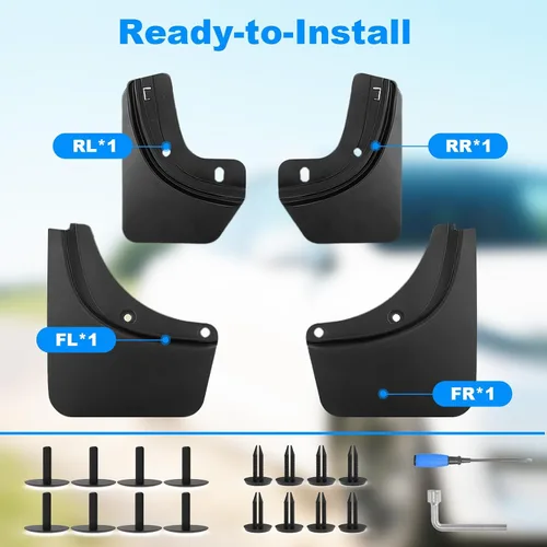Vista 6 de Aletas de barro para Tesla Modelo Y Juniper Accesorios 2026 2025 Versión OEM Protectores de salpicaduras delanteros y traseros para todo