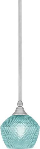 Vista 236 de Toltec Lighting Tallo Colgado Mini colgante, acabado de cobre negro, 3.5" cuadrado humo burbuja vidrio