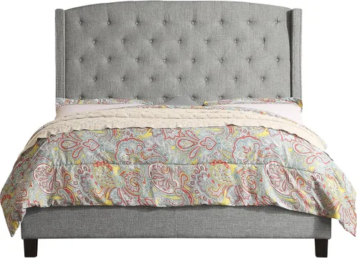 Vista 10 de Rosevera Essential - Base de cama de plataforma con cabecera capitoné tapizada de tela, soporte de listones de madera, fácil montaje, matrimonial