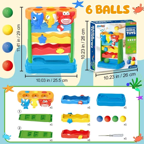 Vista 2 de AuroTops Juguetes para niños y niñas de 1, 2, 3 años, juguete musical para niños pequeños de 6-12-18-24 meses, juguetes Montessori interactivos