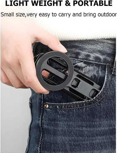 Vista 5 de Trípode magnético para iPhone 16/15/14/13/12 Plus Pro Max, trípode de aluminio mini Magsafes para iPhone y Magsafes, diseño de doble cara, tornillo