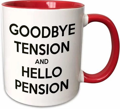 Vista 9 de 3dRose Goodbye Tension and Hello Pension - Taza de dos tonos, color blanco y negro, 11 onzas, multicolor