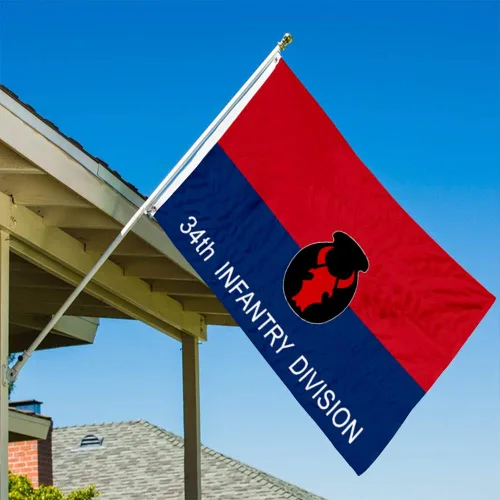 Vista 3 de Fyon Bandera militar de la 34ª división de infantería del ejército de 3 x 5 pies con 2 ojales de latón