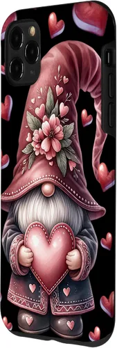 Vista 2 de iPhone 11 Pro Max - Funda con diseño de corazón para mujer, diseño retro de gnomo de amor para el día de San Valentín