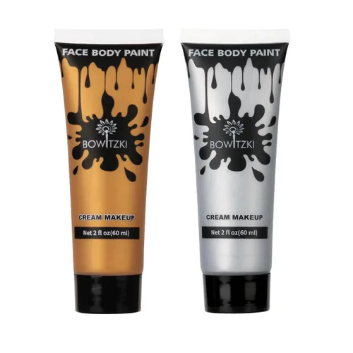 Vista 13 de Bowitzki Pintura facial y corporal de 2 onzas, maquillaje en crema, 2.0 fl oz, pintura facial a base de agua, efectos especiales para adultos, Negro