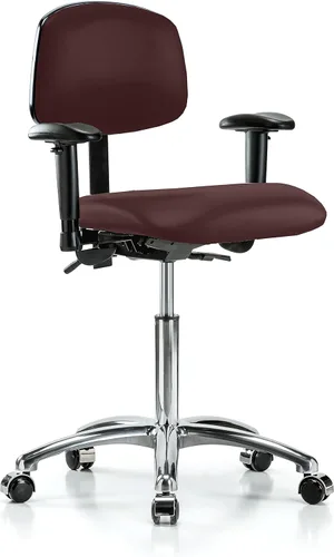 Vista 101 de PERCH - Silla giratoria con ruedas para alfombra o linóleo, cromado, Textil, Tela negra