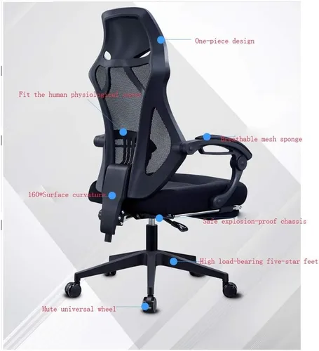 Vista 2 de Cómoda silla de oficina, silla de computadora para el hogar, silla reclinable, silla giratoria ergonómica para juegos de computadora
