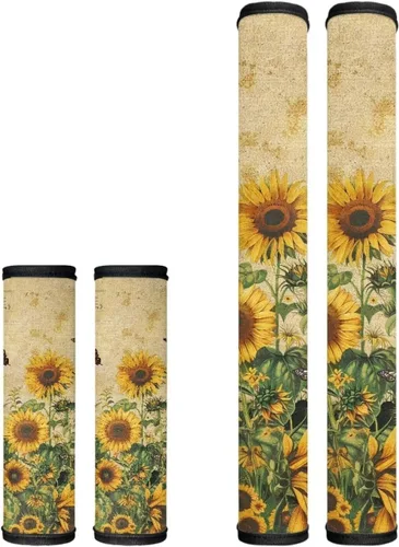 Vista 12 de Juego de 4 fundas protectoras de repuesto para manija de puerta de refrigerador con temática de té de la tarde para microondas, horno, refrigerador