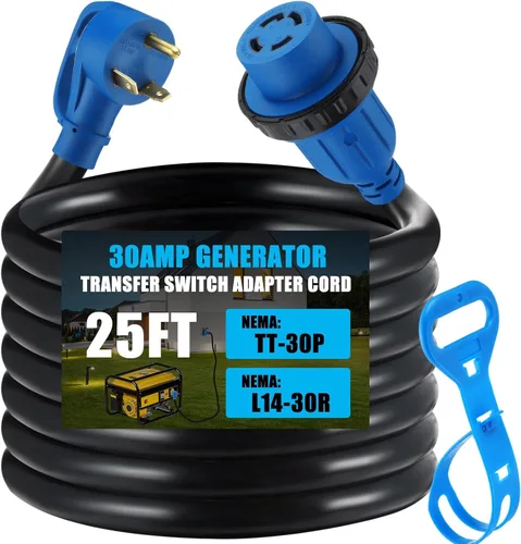 Vista 8 de Tellegloww - Adaptador de interruptor de transferencia de generador NEMA TT-30P a L14-30R de 10 pies
