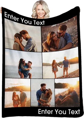 Vista 10 de Manta personalizada con fotos, texto, fotos personalizadas, mantas para adultos y niños, cumpleaños familiar, 1 foto, 50 x 40 pulgadas