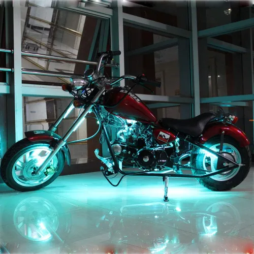 Vista 7 de Juego de 6 tiras de luces LED para motocicleta, control remoto inalámbrico RF, impermeable, RGB, multicolor, neón, efecto de tierra, atmósfera