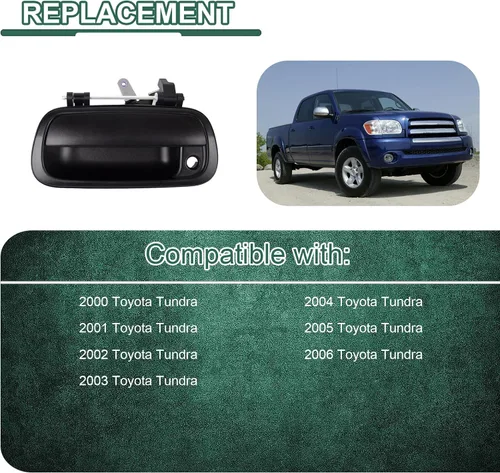 Vista 2 de Manija de puerta trasera para Toyota Tundra 2000-2006, manija de pestillo con orificio de cerradura que reemplaza # 69090-0C010 69090-0C030-C0