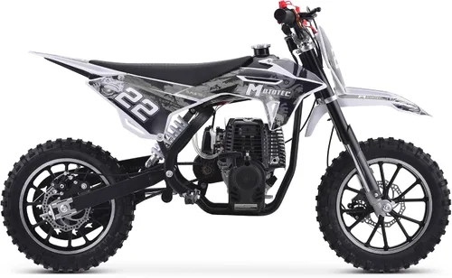 Vista 4 de MotoTec Demon - Motocicleta de motocross de gas para niños de 50 cc y 2 tiempos Blanco
