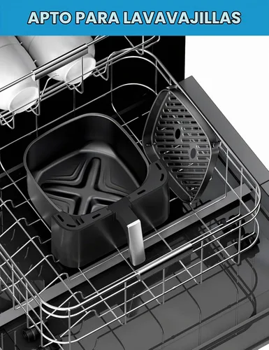 Vista 7 de Midea Freidora de aire de 5.5 cuartos de galón con ventana transparente, tecnología Rapid Air, 9 menús preestablecidos para comidas rápidas y Negro
