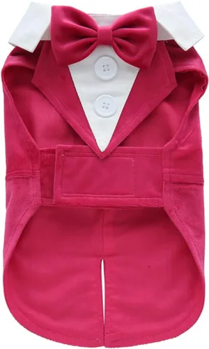 Vista 13 de Esmoquin para cachorro con corbata de moño desmontable, para graduación, boda, uso formal, disfraz de príncipe para perros pequeños (XS, negro)