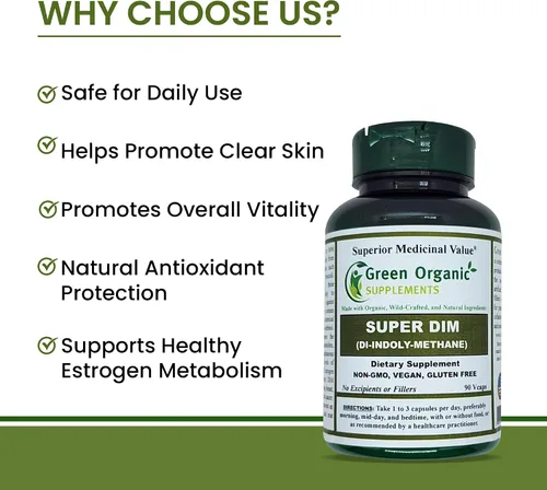 Vista 5 de Green Organic Supplements DIM, diindolilmetano, I-3-C, indol-3-carbinol, brócoli, 90 VCaps, alta absorción, sin OMG, sin gluten, (paquete de 3)