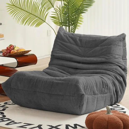 Vista 10 de N&V Silla junto a la chimenea, sofá de suelo sin brazos de mediados de siglo, silla de salón de suelo suave de corduroy premium, silla de sofá