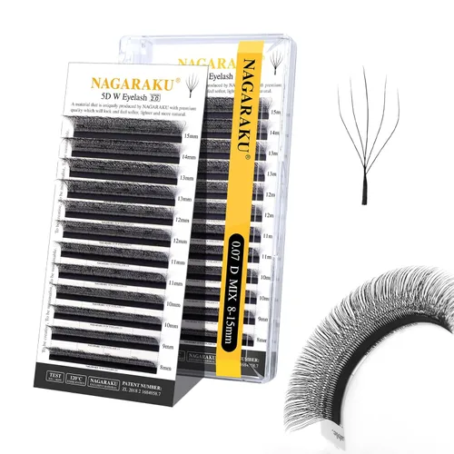 Vista 122 de NAGARAKU Extensiones de pestañas prefabricadas en abanico 3D W 0.05 C 0.315 0.05-C 3D W