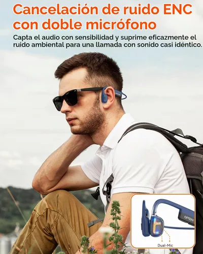 Vista 8 de SANOTO Auriculares de conducción ósea Bluetooth 5.3, auriculares abiertos Azul 1