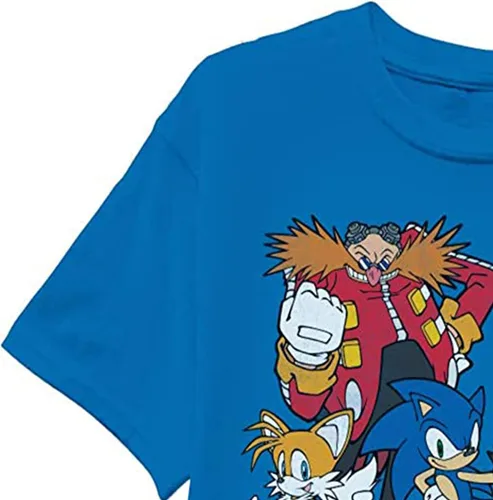 Vista 6 de SEGA Camiseta de Sonic The Hedgehog para niños, con Sonic, Tails y Knuckles, The Hedgehog Trio, camiseta