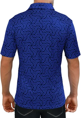 Vista 4 de Camisas de golf para hombre - Polo de manga corta con estampado de rendimiento que absorbe la humedad
