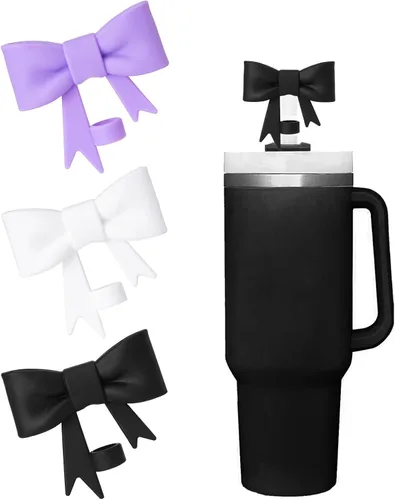 Vista 17 de Juego de 4 fundas de popote con diseño de estrella compatibles con vasos Stanley de 30 y 40 onzas, reutilizables, bonitas puntas de popote