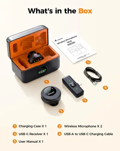 Vista 9 de SX29 Micrófono Lavalier inalámbrico para iPhone 17/16/15 y Android, mini micrófono USB-C Plug & Play, reducción de ruido AI, micrófono magnético