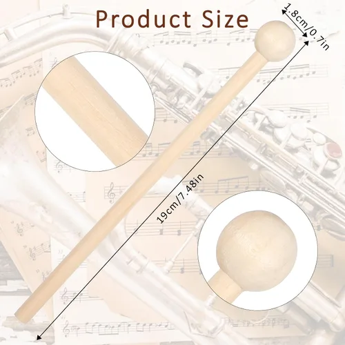 Vista 2 de 2 mazos de xilófono de madera, palos de percusión de 7.5 pulgadas para xilófono Glockenspiel Bell Timbre tambor de madera